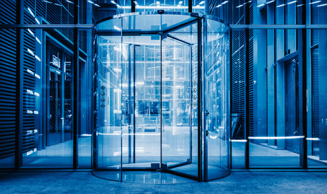 Modern Entrance With Revolving Door